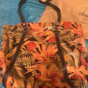 Patricia Nash Orange and black Floral Tote travel bag